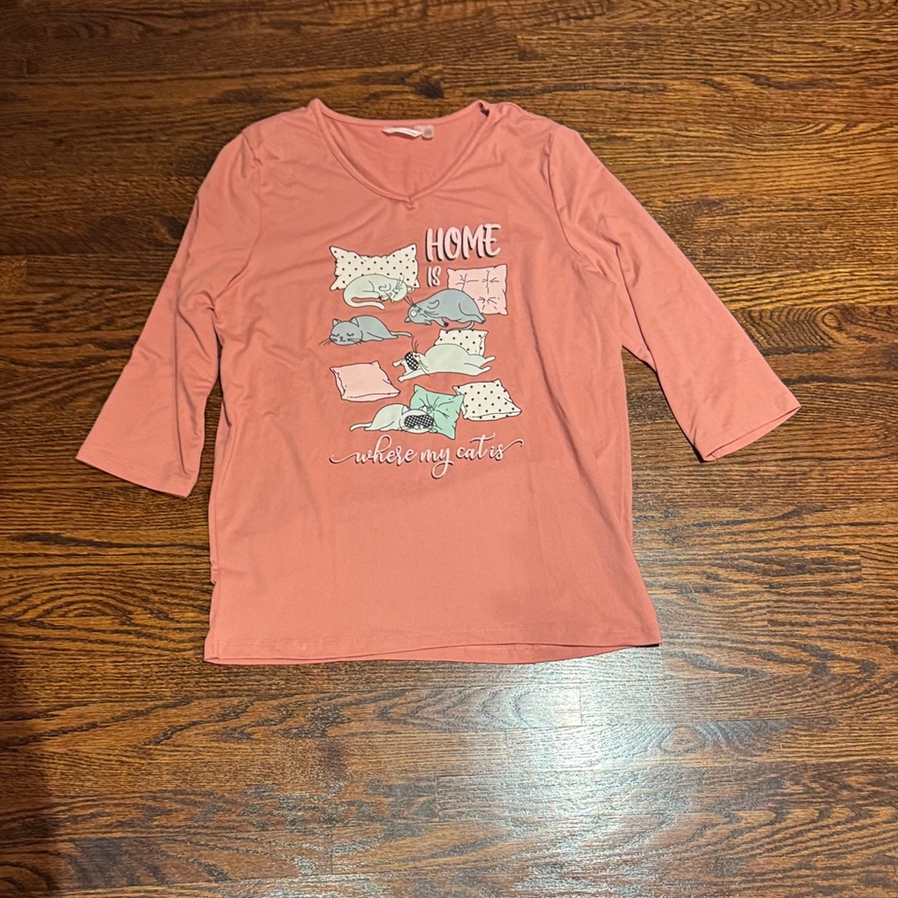 Pink 'Home Is Where My Cats Are' Graphic Top